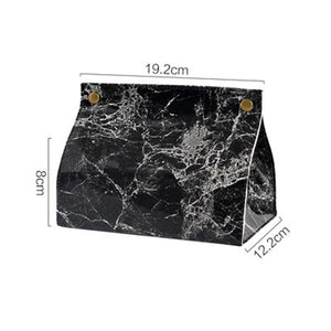 Chic Tissue Case Box Container PU Leather Marble Pattern Home Car Towel Napkin Papers Dispenser Holder Box Case Table Decoration
