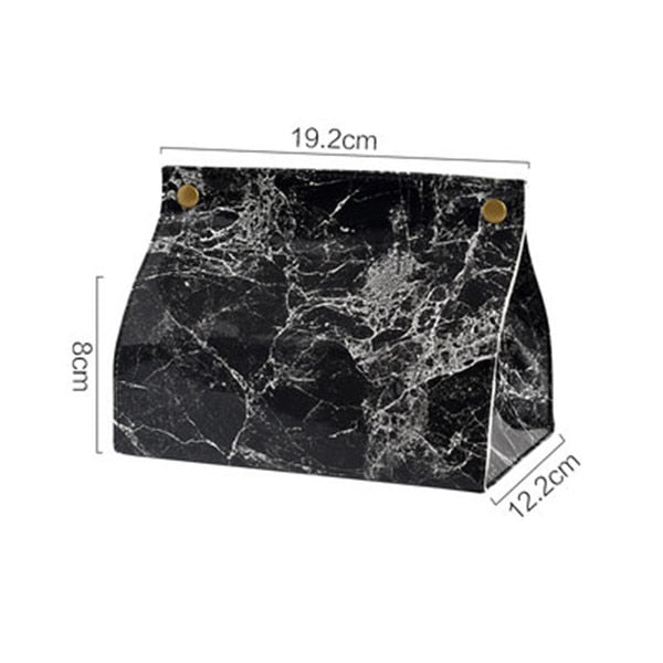 Chic Tissue Case Box Container PU Leather Marble Pattern Home Car Towel Napkin Papers Dispenser Holder Box Case Table Decoration